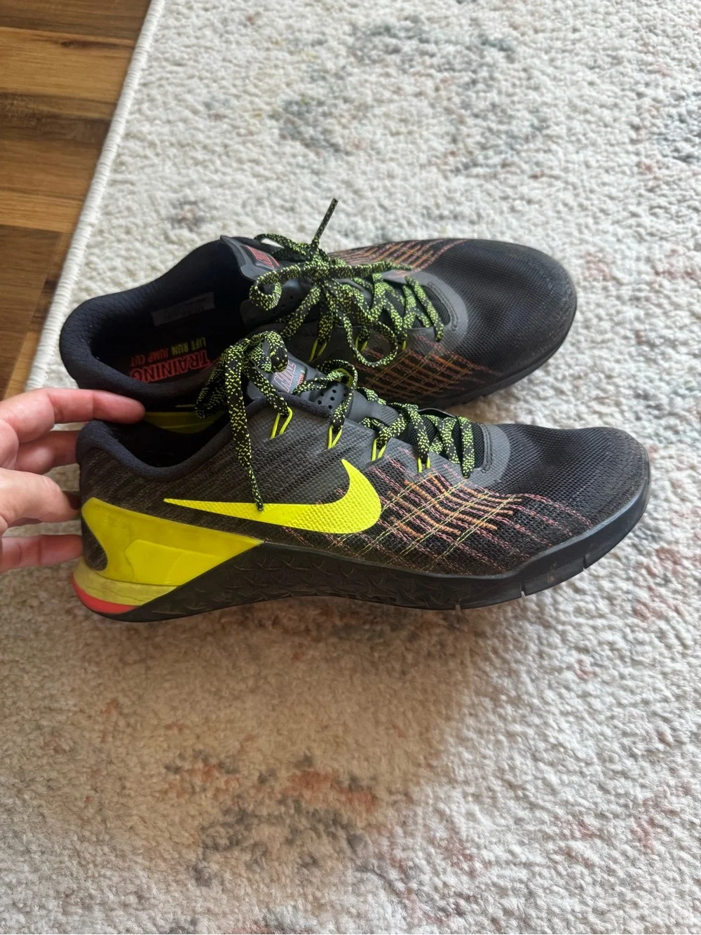 Nike Men’s Black Athletic Shoes with Neon Yellow Accents